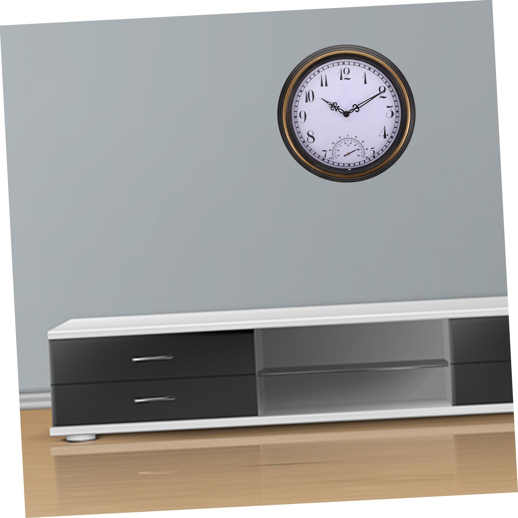 IMIKEYA Orologio Da Parete Con Termometro Decorazione Per Interni Ed Esterni Design Classico Per Cucina e Giardino Misura Temperature Da Compatte Per Casa e Ufficio