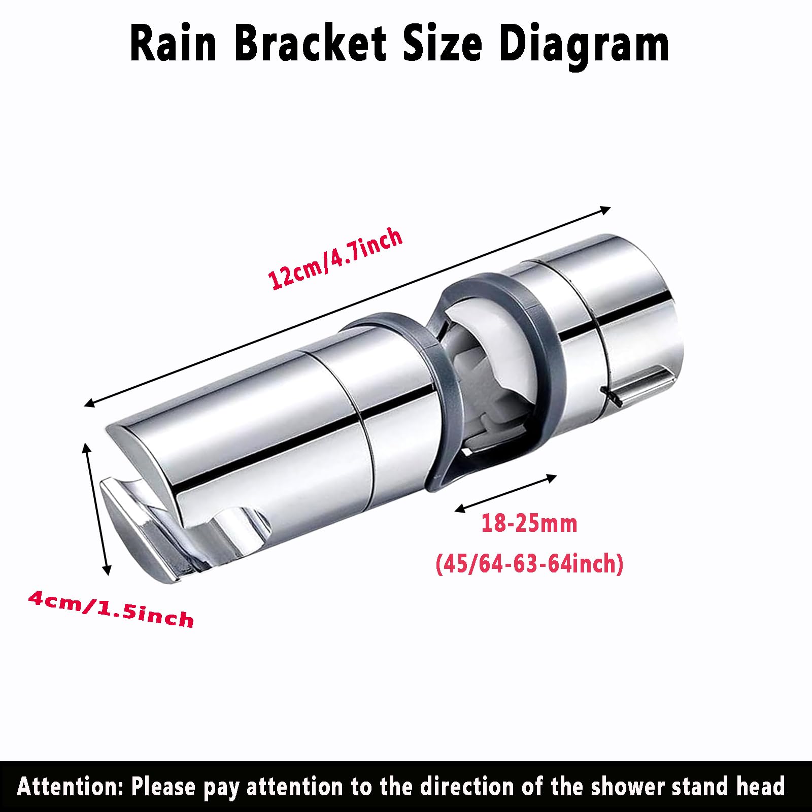 Supporto Doccia, Supporto Soffione Doccia, Regolabile Ricambio Supporto Doccetta，Doccia Regolabile In Abs Cromo 18-25 Mm, Per Saliscendi Doccia Manuale, Barra, Saliscendi, Argento