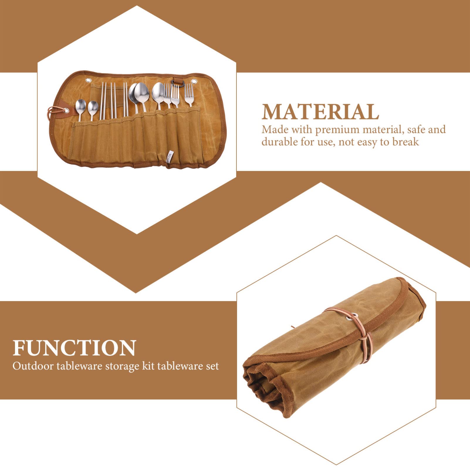 Ensemble de Vaisselle et Ustensiles de Camping Pliable, Pochette en Toile Résistante, Couverts Portables Légers, pour Randonnée, Pique-niques et Voyages en Plein Air