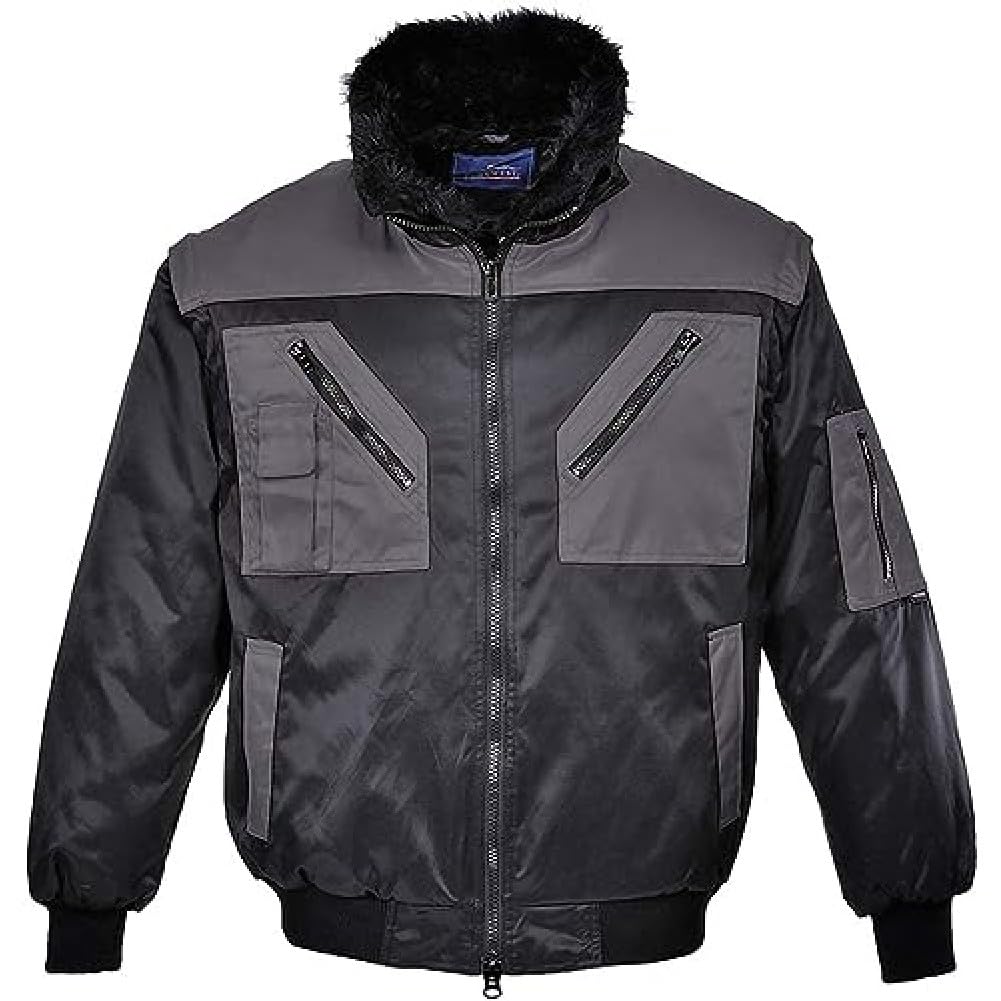 Portwest Two Tone Pilot Jacket, Size: 4XL, Colour: Black/Grey, PJ20BYR4XL
