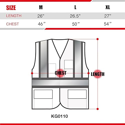 Miniatura 6 de KAYGO Chalecos de seguridad de alta visibilidad reflectantes con bolsillos y cremallera, ANSI tipo R clase 2 no FR