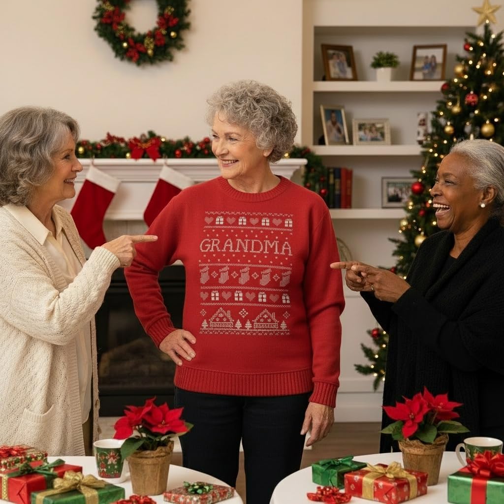 Tstars Grandma and Grandpa Christmas Sweatshirt Festive Holiday Pullover Xmas Sweater Style for Grandparents