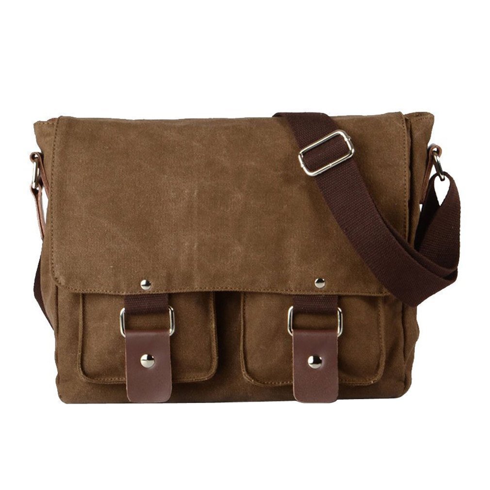 Buy Laptop Bag 14 inch Mens Canvas Leather Messenger Bags Briefcase