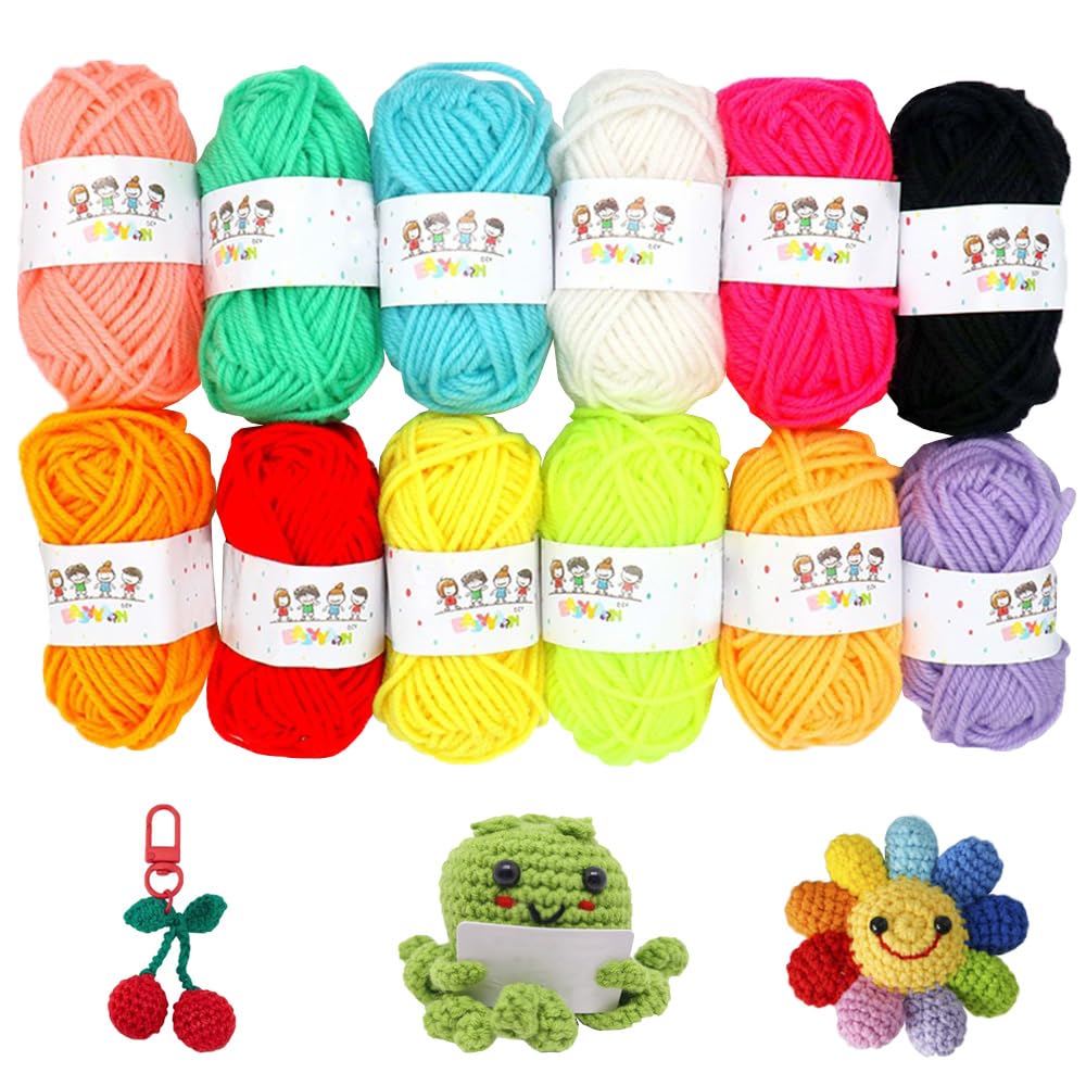 Amazon | YAARUJEE 毛糸 12色セット 編み物 カラフル 編み糸 手芸用品