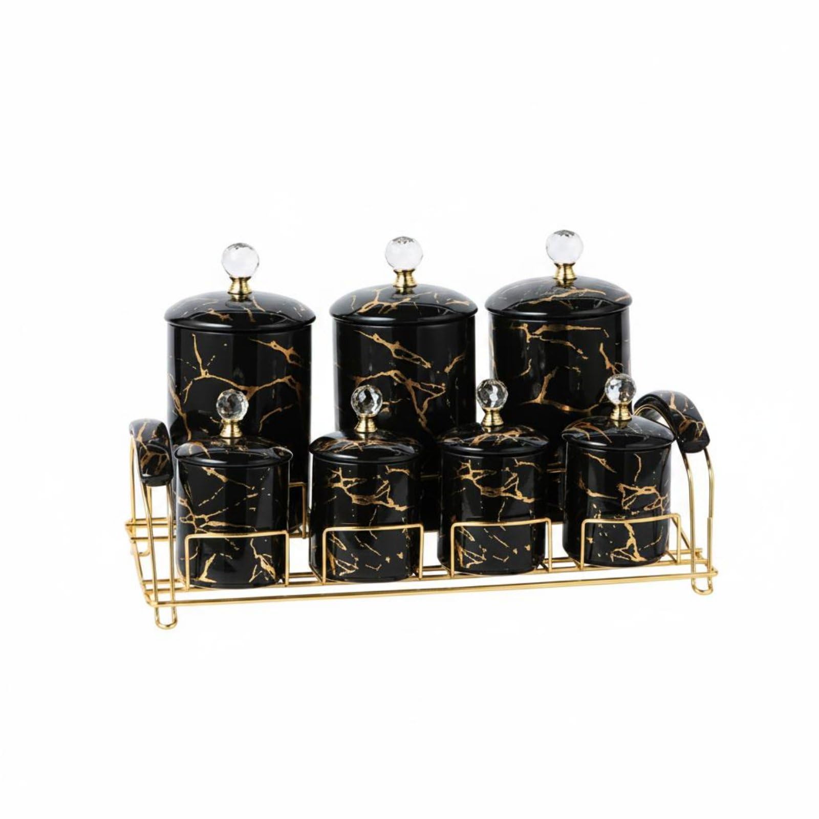predolo 6 Pezzi Barattoli Sigillati Stile Nordico Contenitore Decorativo Grande Capacità Scatola Portaoggetti per Magazzino Alimentare, Nero