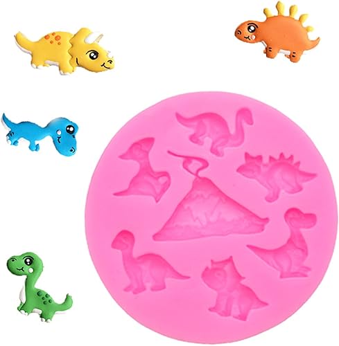 Fondant Mould 5 Pieces DIY Baking Tools Cartoon Dinosaur Collection Western Pastry Baking Supplies Biscuit Mold Sugar Flipping Chocolate Silicone