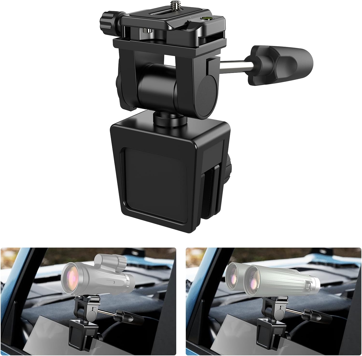 APEXEL CNC Aluminum Car Window Mount for Spotting Scope, 360° Adjustable Car Window Clip With Quick Release Plate, Universal Vehicle Adaptor with Padded Binoculars, Camera, Hunting, Spotting, Scouting
