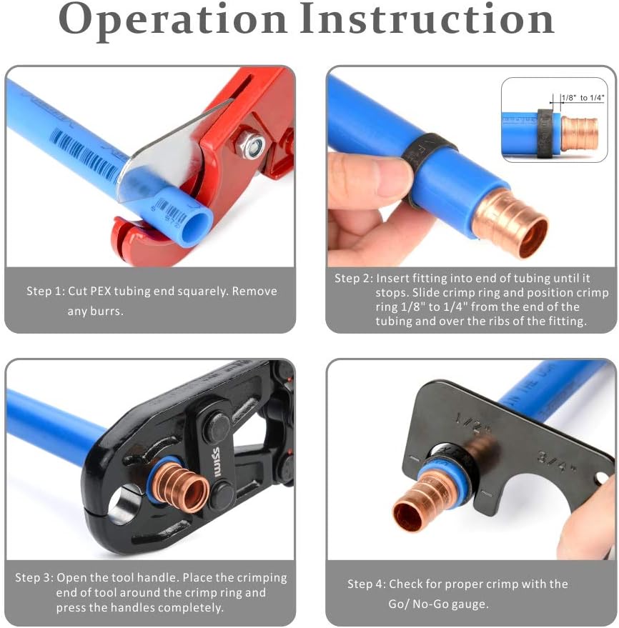 Exclusive Discount 60% Price IWISS Pex Crimping Tool, 1/2-inch & 3/4-inch Copper Ring Heavy Duty Dual Size, c/w Go/No-Go Gauge Meets ASTM F1807 New Product IWISS Pex Crimping Tool, 1/2-inch & 3/4-inch Copper Ring Heavy Duty Dual Size, c/w Go/No-Go Gauge Meets ASTM F1807