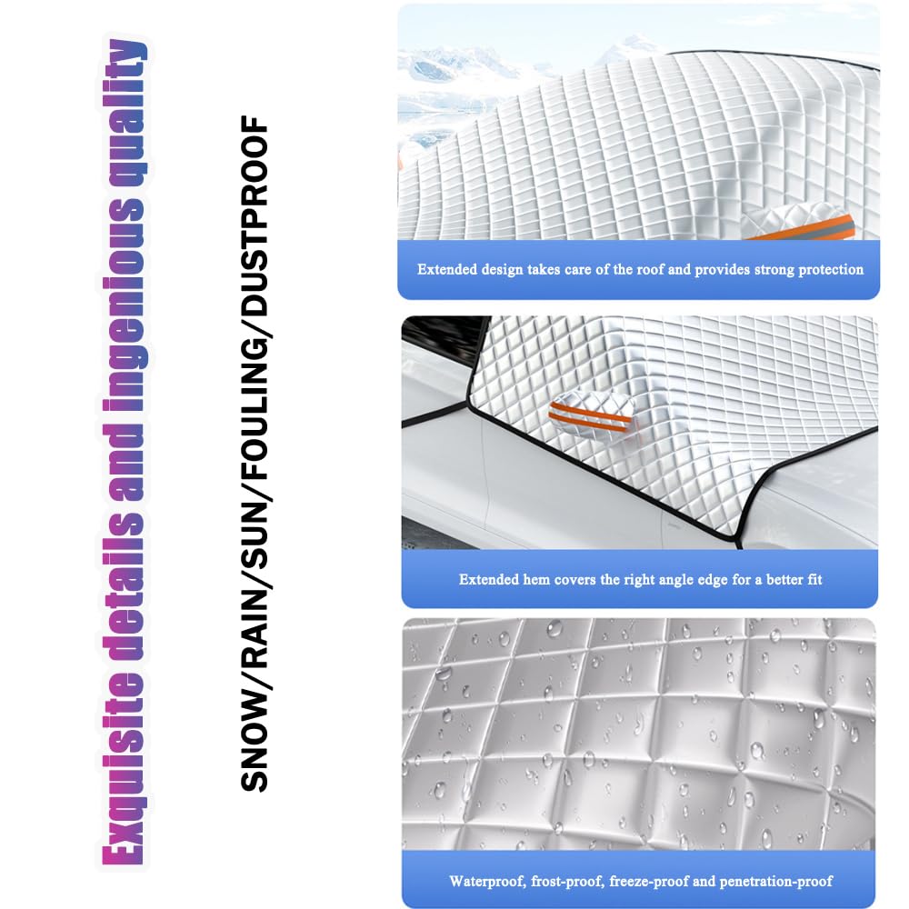 Couverture Pare Brise Voiture pour Peugeot Traveller, Magnétiques Housse de Protection Contre La Neige pour Pare-Brise de Voiture Anti-Glace Anti-UV