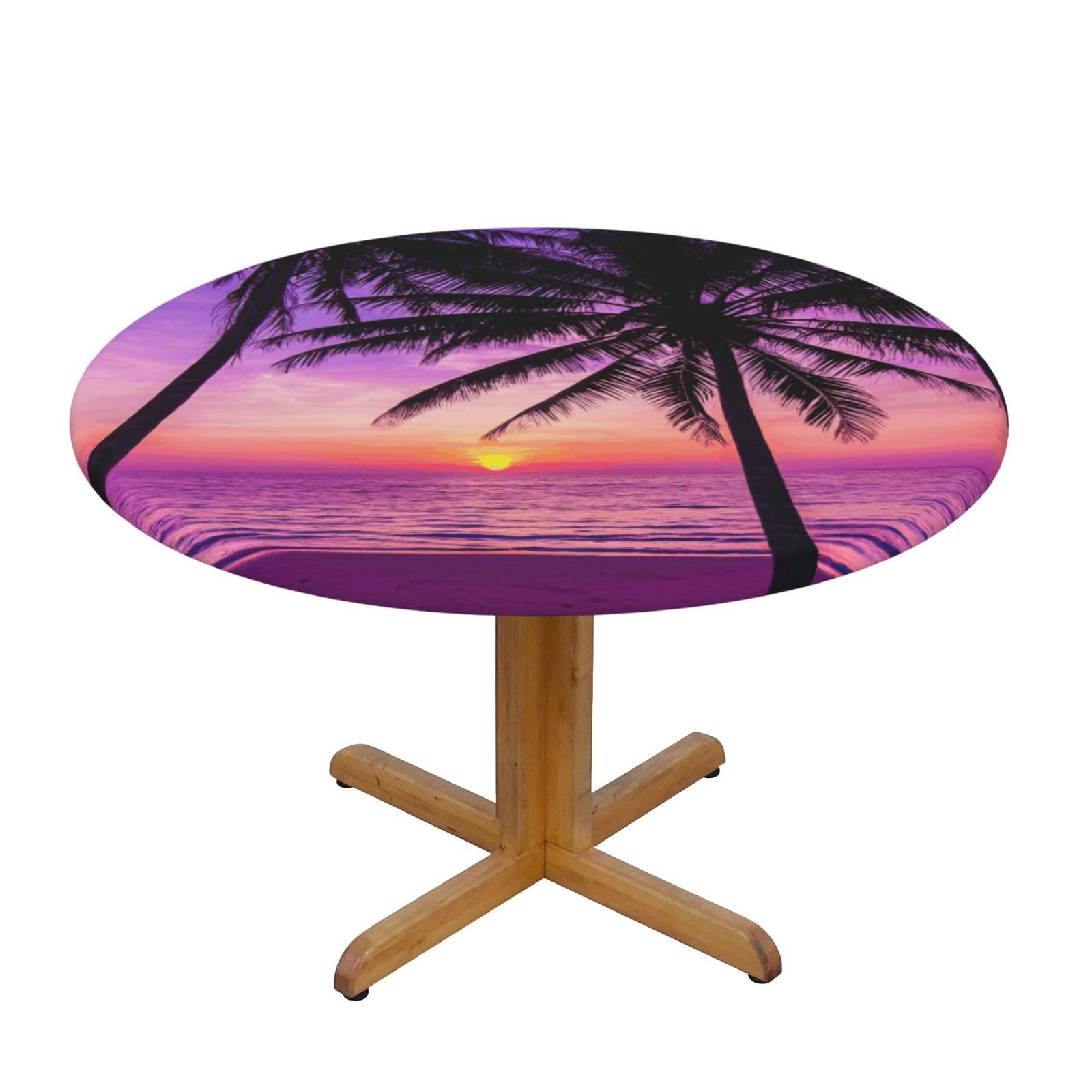 Palm Trees Silhouette At Sunset Print Wipe Clean Oval Tablecloth Stain-Resistant Dining Table Accessories Table Protector For Home