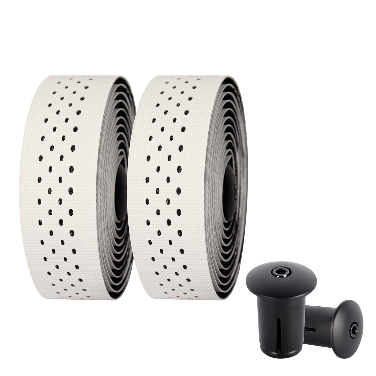 Bike Handlebar Tape,Bike Grip Tape，Bike Tape for Handlebars，Bicycle Bar Tape– 2 Rolls (White Black dot Silicone)