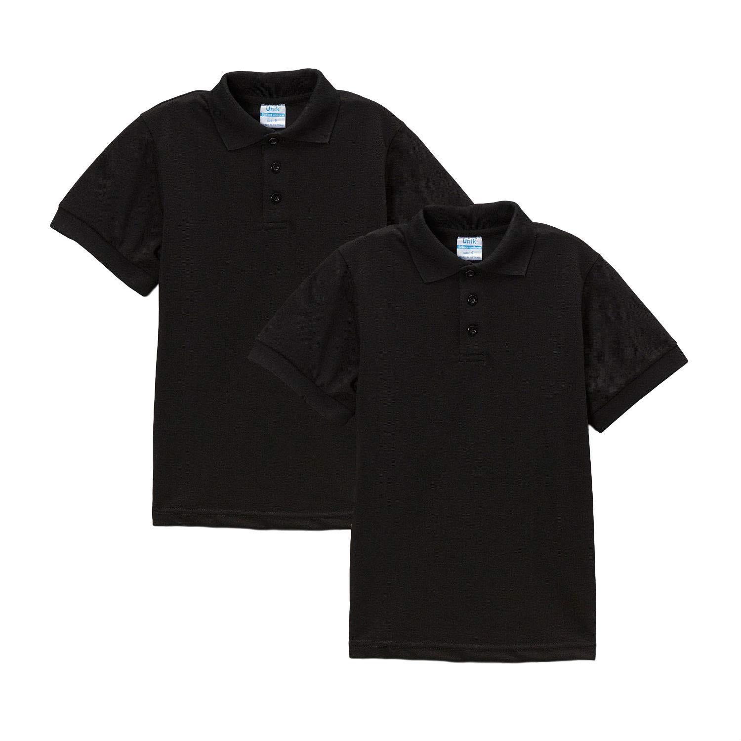 unik Boy's Premium Quality Pique Polo Uniform Shirt Short Sleeve White Sky Blue Navy Hunter Green Burgundy Black Red