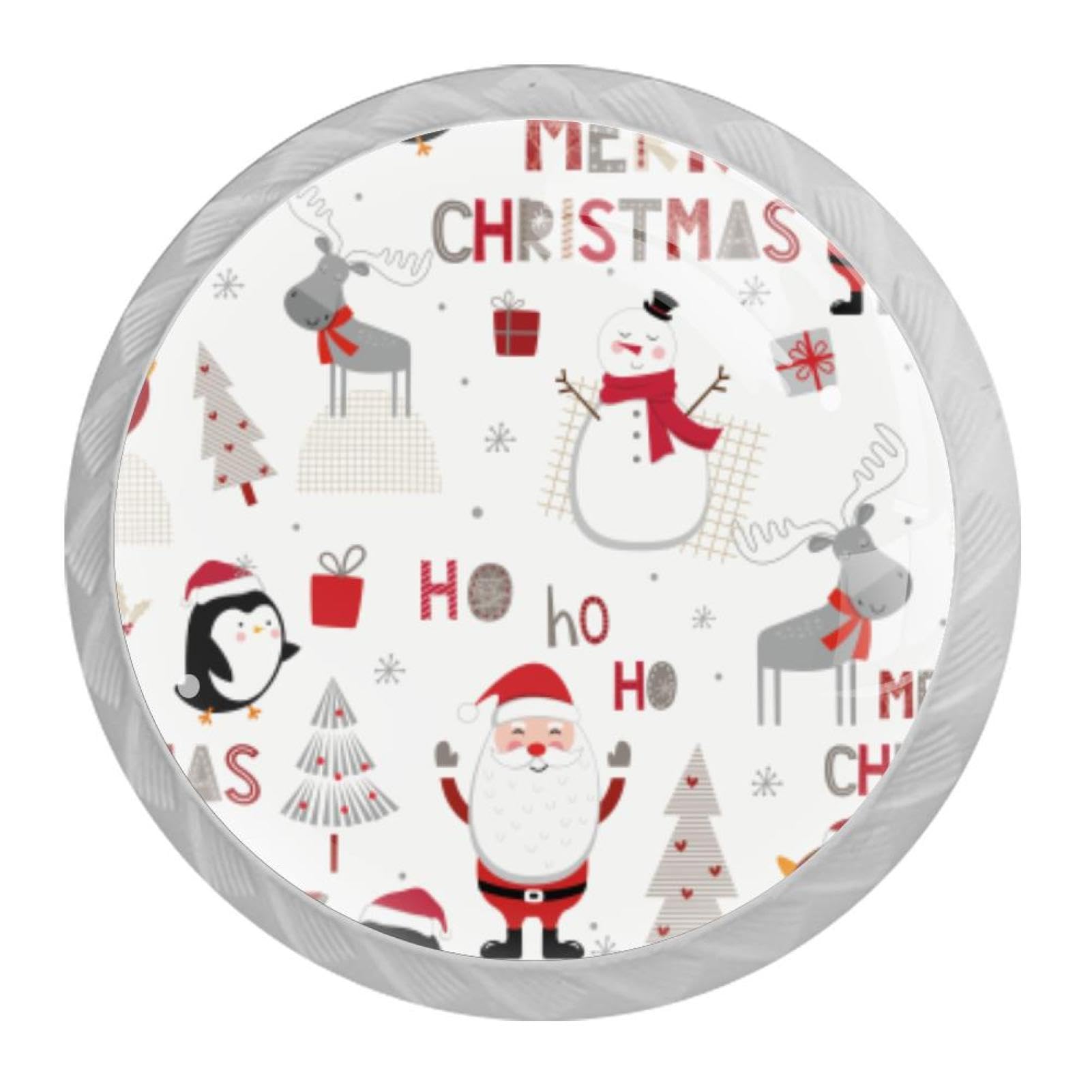 Tqmspg Multi14 4 Pieces Drawer Pulls Merry Christmas Snowman And Penguin Door Knobs Dresser Handles For Kitchen Wardrobe Cupboard Hardware Furniture
