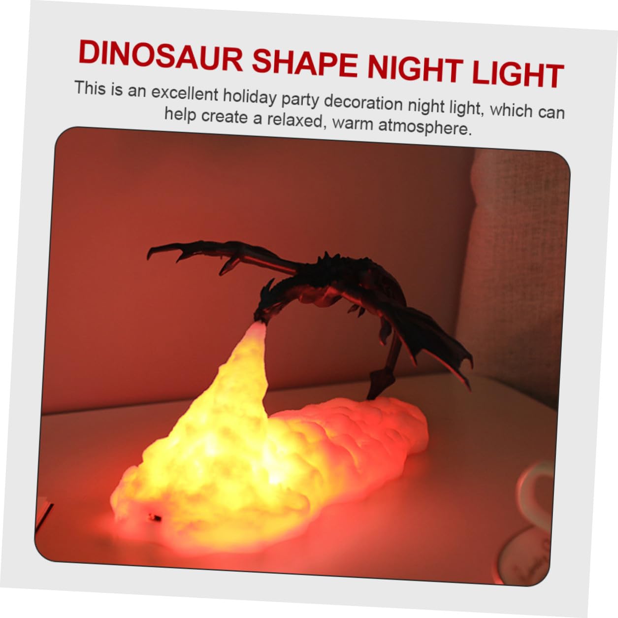 Yardenfun Veilleuse Dinosaure LED Décorative Dragon de Feu Rechargeable USB Lumière Douce pour Chambre Garçon Fille Ambiance Chaleureuse