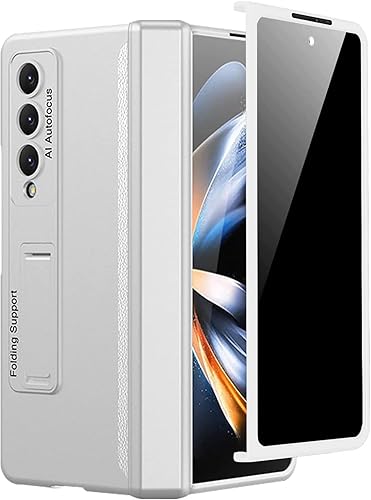 Miimall Funda para Samsung Galaxy Z Fold 4 con protector de pantalla de privacidad, soporte ajustable integrado y protección magnética de bisagra,