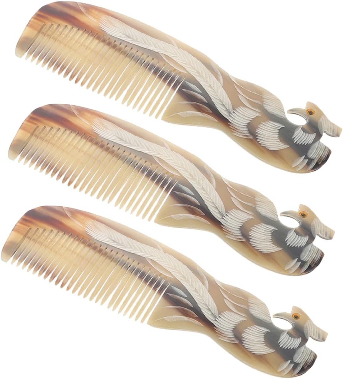 WOONEKY 3pcs Horn Comb Combs for Women Mens Hair Comb Wide Tooth Comb Men Styling Comb Wide Tooth Comb for Curly Hair Wide Tooth Comb for Wet Hair Comb for Men Hair Combs for Thick Hair