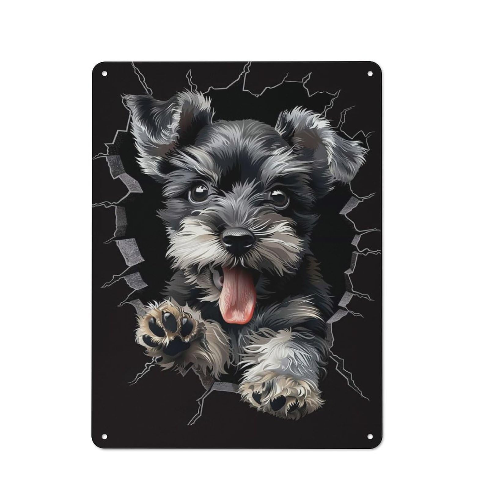 Junmoney Style-13 Miniature Schnauzer Vintage Metal Wall Sign 40X30cm For Kitchen Or Home Bar, For Garage, Workshop And Man Cave Decoration