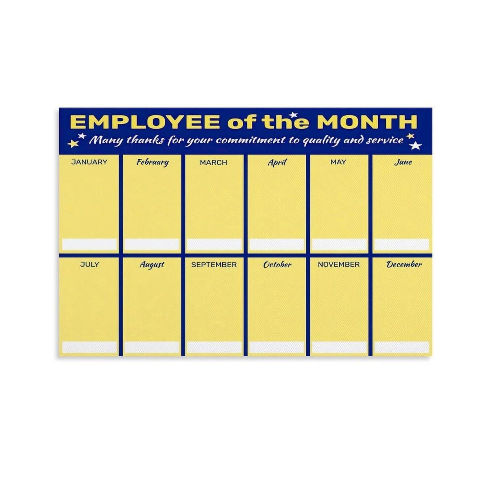 LLBOGRGGN Staff Appreciation Poster Monthly Best Employee Award Office Decoration for Workplace Incentive Program HR Department(Framed,08x12inch(20x30cm))