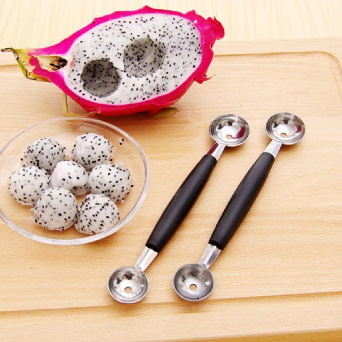 Double End Dig Ball Spoon 5 Pcs for Melon and Dessert Kitchen Tool