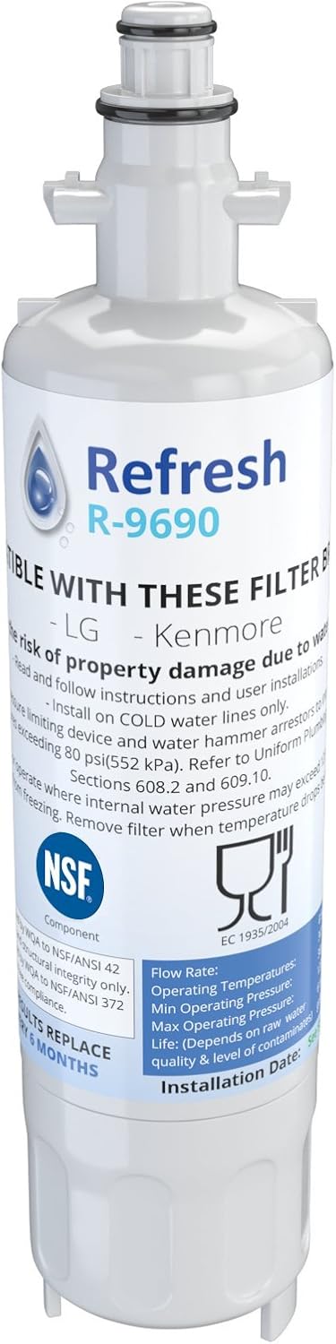 Refresh Replacement Refrigerator Water Filter Compatible with Kenmore 46-9690, ADQ36006102 and LG LT700P, ADQ36006101 (1 Pack)