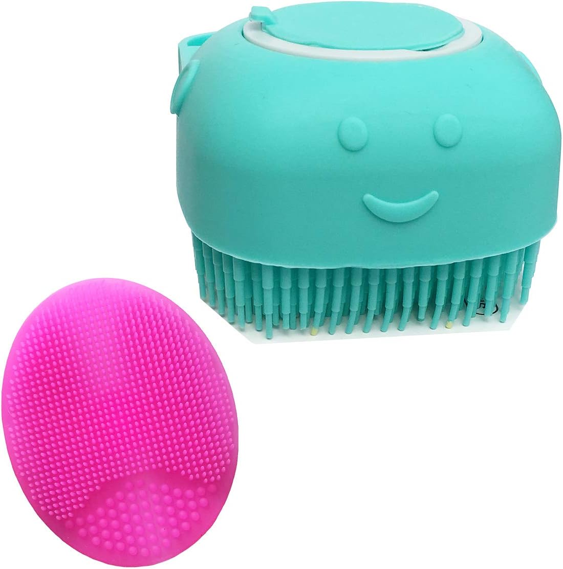 Silicone Bath Brush Baby&Silicone Face Scrubbers Exfoliator Brush& Facial Cleansing Brush&Baby Cradle Cap Brush&Silicone Massage Brush,Adult Bathing&Facial Cleansing and Baby Bathing(Blue+Rose Red) : Health & Household
