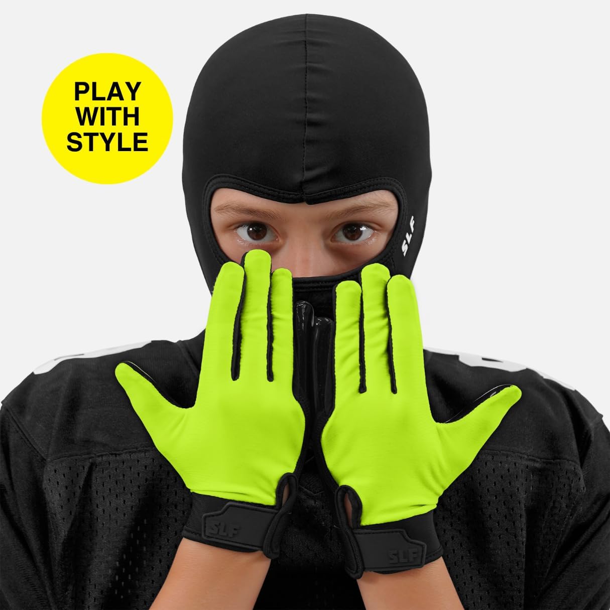 SLEEFS Youth Football Gloves for Boys & Girls - Wide Receiver Football Gloves with Sticky Grip for Catch Control - Lightweight, Breathable Fit - Durable Kids Glove, Youth Small or Large