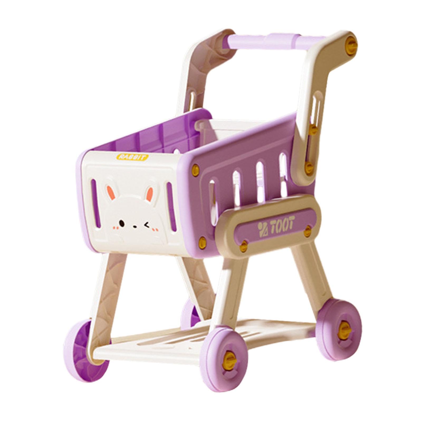 Carrito de Compras para Niños, Carrito de Supermercado de Juguete para Juegos de rol, Carrito de Supermercado para Niños Y Niñas, Violeta