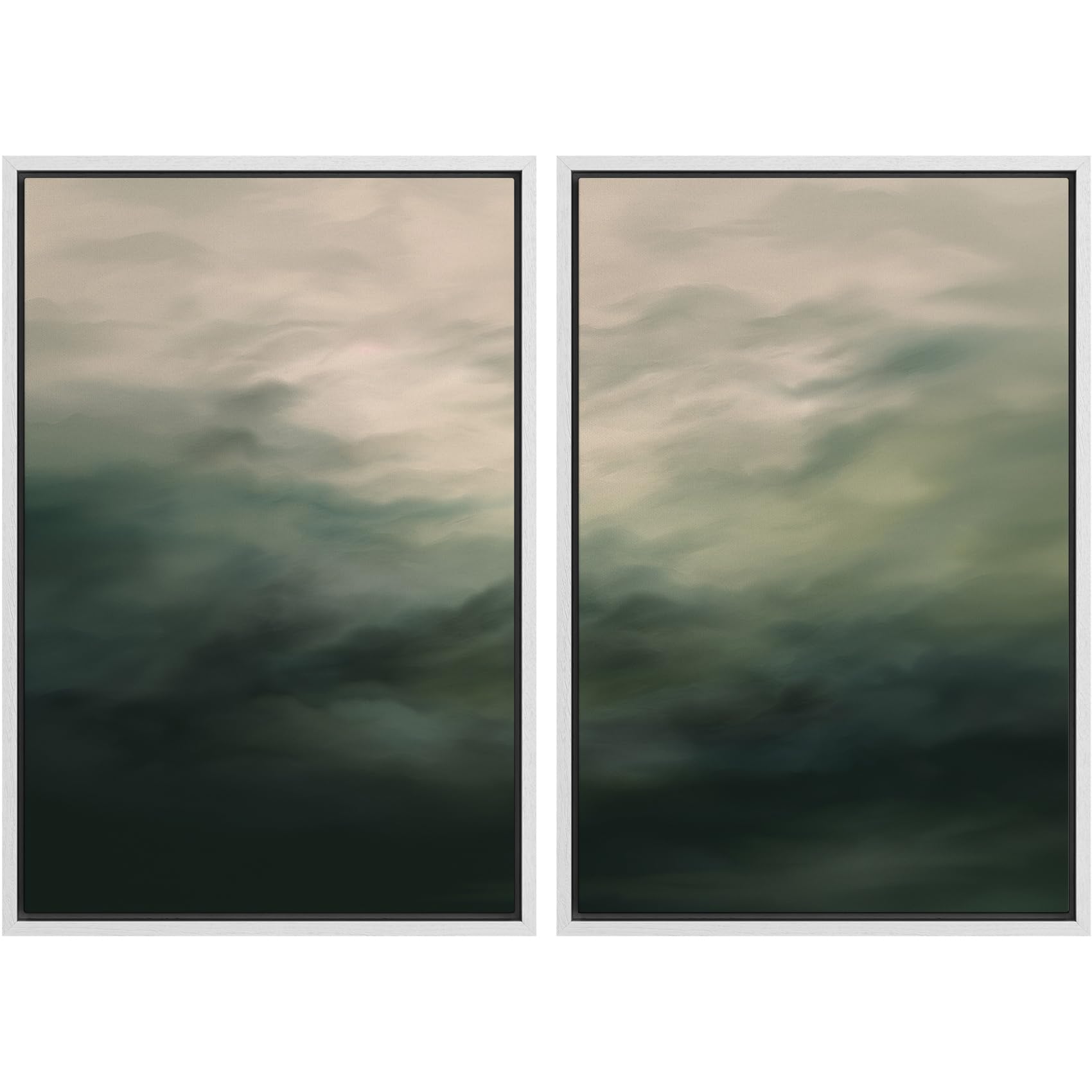 MUDECOR Framed Canvas Print Wall Art Monochromatic Gradient Abstract Minimalist Gray Illustrations Modern Art Decorative Bohemian Colorful Chic for Living Room, Bedroom, Office - 16"x24"x2 Black — view 31
