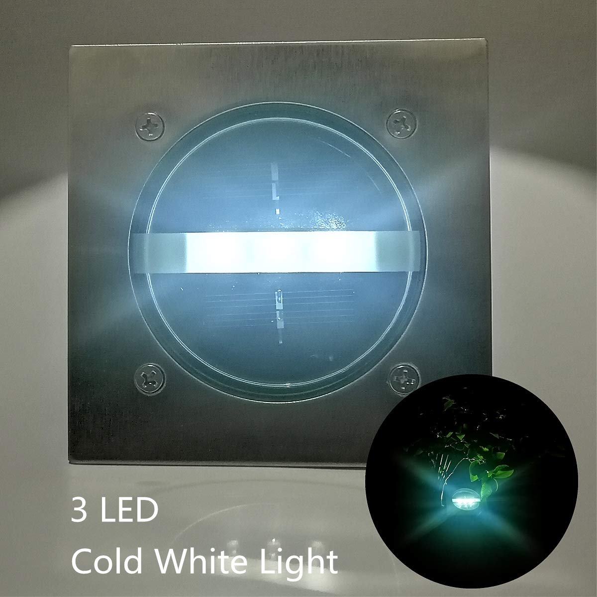 TOSHIN 8er-Set Solar Bodenleuchten Garten 3 LED Solarleuchten Solarlampe Dekoration Lichter IP65 Wasserdichtes Gartenleuchte für Draussen Garten und Terrasse (Eckig, Kaltweiss)