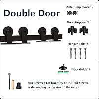 Vista 68 de CCJH - Kit de herrajes para puerta corrediza de granero de 10pies, resistente, suave y silencioso, fácil de instalar, p/paneles de puerta indiv.