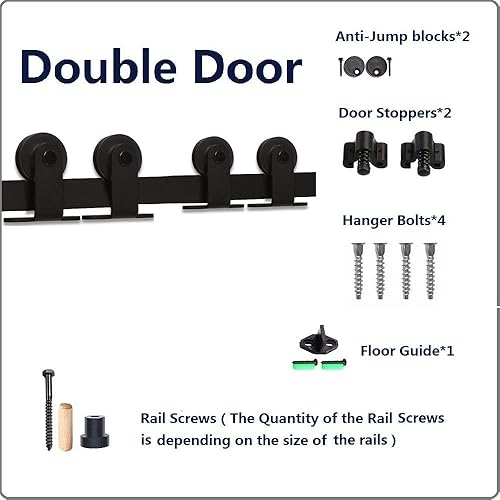 Vista 14 de CCJH - Kit de herrajes para puerta corrediza de granero de 12 pies, resistente, suave y silencioso, fácil de instalar, p/paneles de puerta indiv.