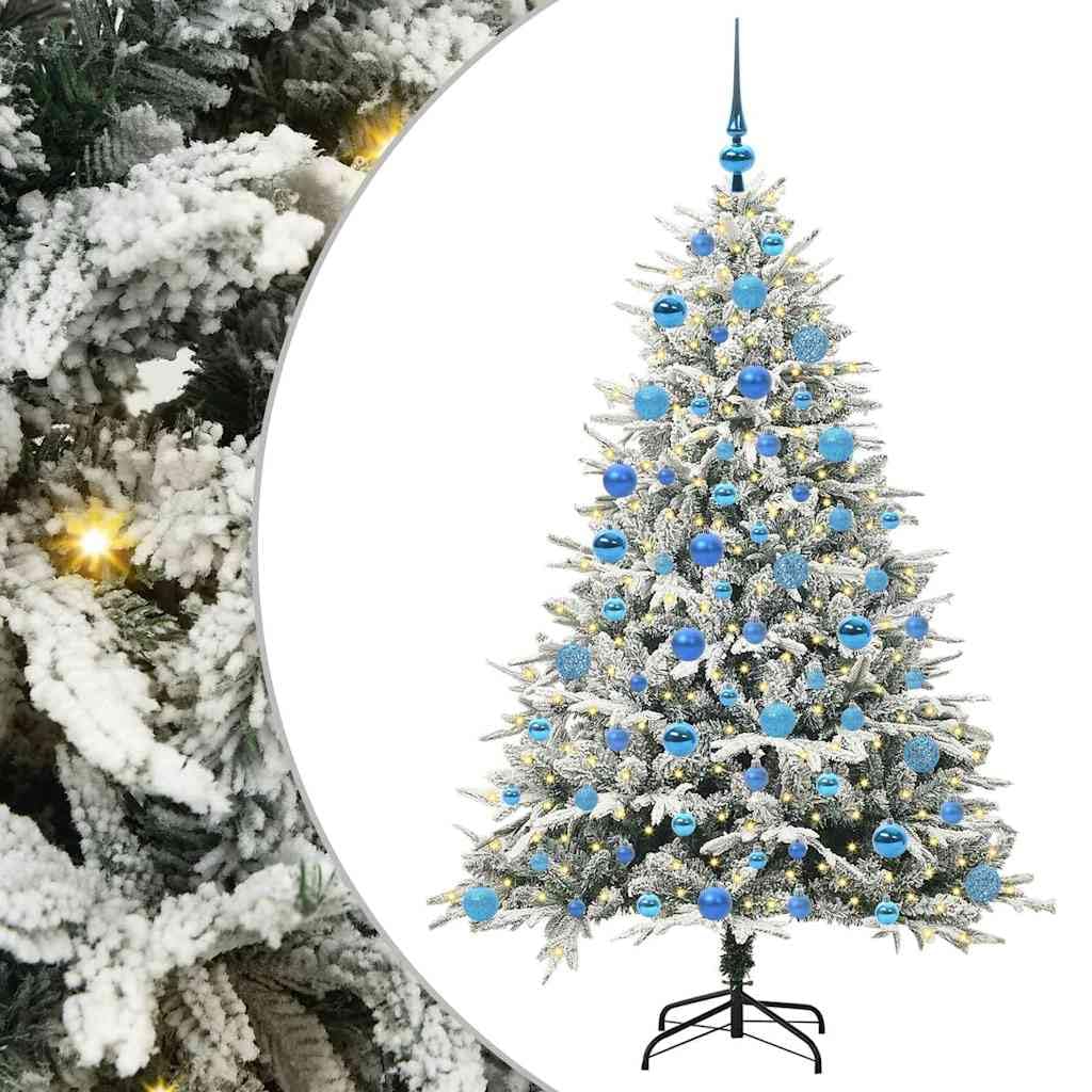 vidaXL Artificial Pre-lit Christmas Tree with Ball Set Green 180 cm, Living Room, Modern Christmas Tree, Decorative, Holiday Decor, USB Powered Light for Festive Seasonal Centerpiece