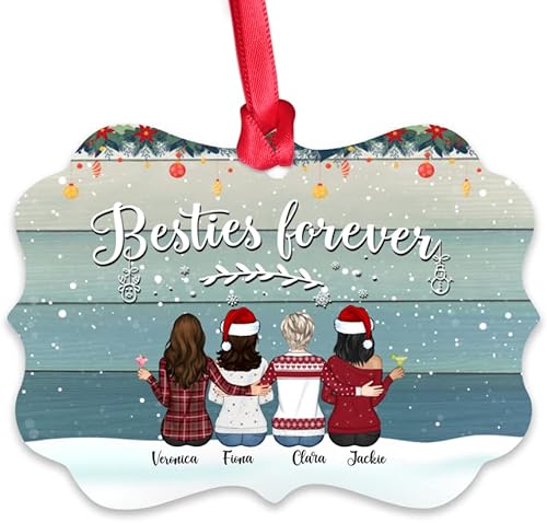 Vista 33 de Gossby Adorno personalizado para mejor amiga, regalo de Navidad personalizado con diseño, nombre, regalo de Navidad para mujeres, hermana del alma