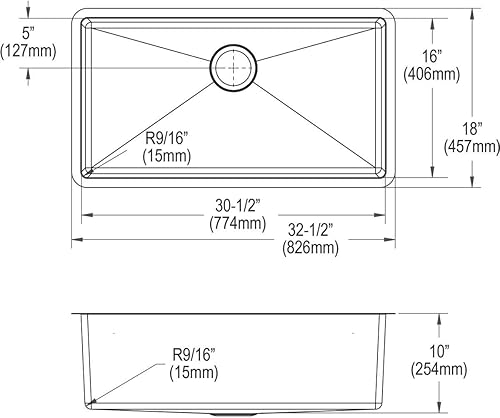 Miniatura 2 de Elkay Crosstown - Kit de fregadero de acero inoxidable calibre 16, 32-1/2 x 18 x 10 pulgadas, con grifo