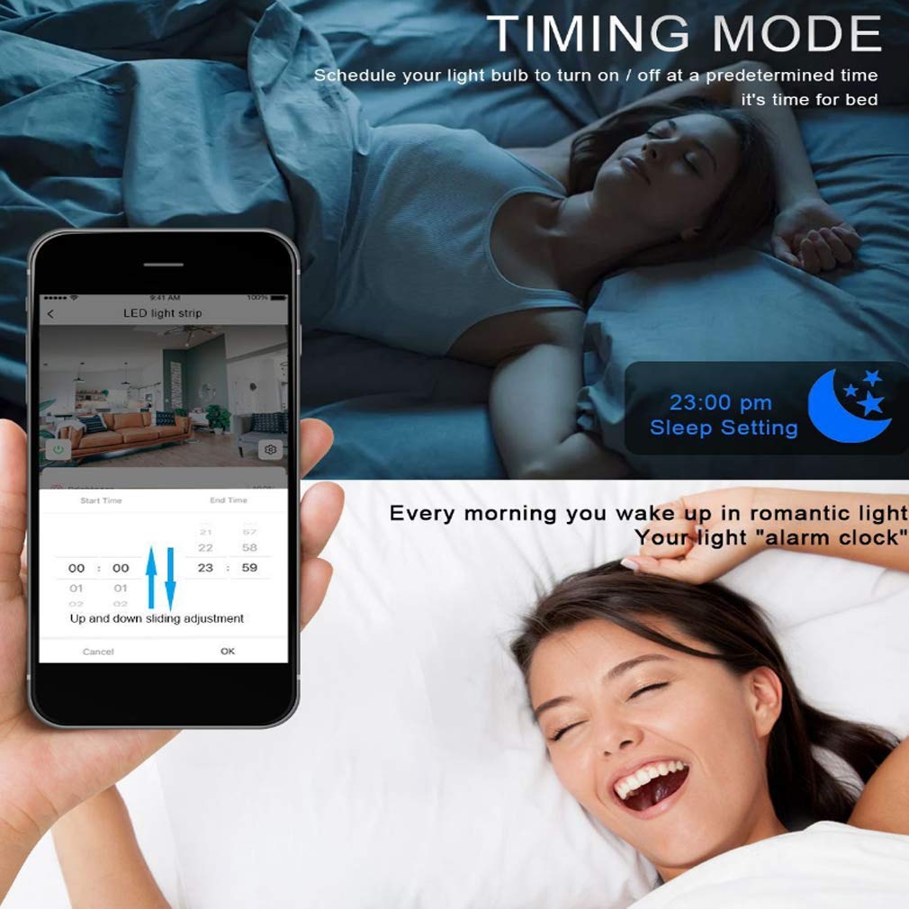 Tira Led RGB 5M, Luces Led Smart 5050 Control App Habitacion con Controlador WiFi Sincronizar Música 24 Teclas Control Remoto RF Luz De Ambiente para El Hogar Dormitorio Habitación TV Fiesta,20M
