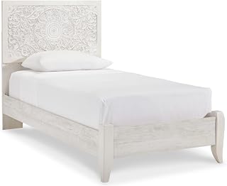 Signature Design by Ashley Paxberry Traditional Adjustable Twin Panel Bed, Foundation or Box Spring Needed, White