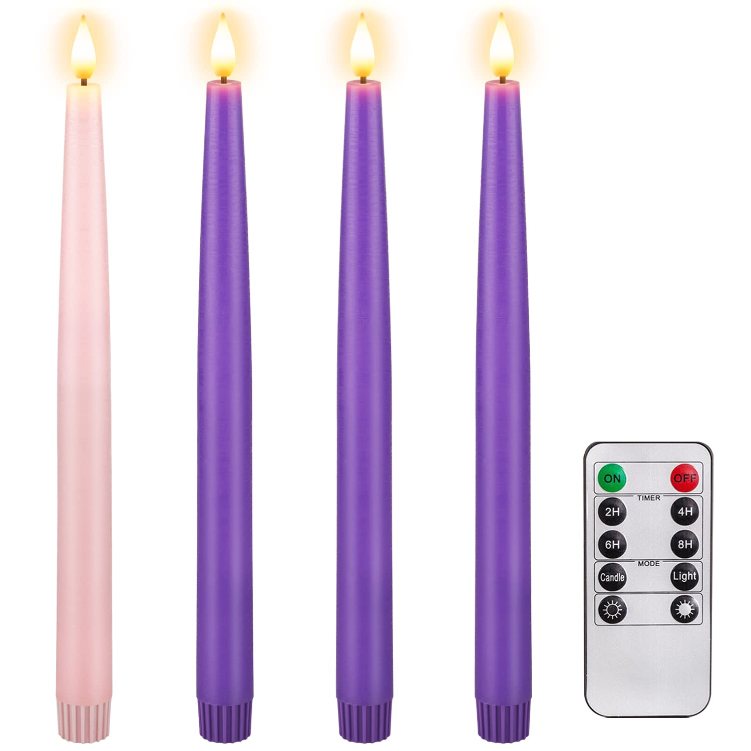 Buy Homemory Flameless Advent Candles with Remote and Timer, Wax Electric LED Taper Candles