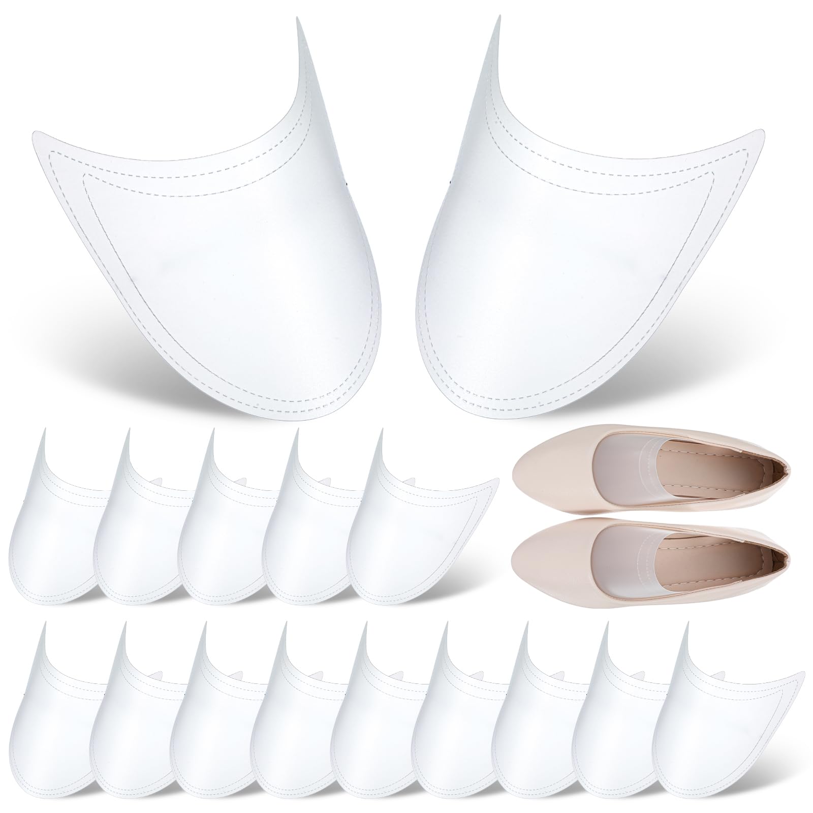 Xinjoduz Lot de 16 embauchoirs à chaussures en plastique pour garder la forme, protecteurs de plis pour homme et femme, support réglable pour chaussures de sport, mules de golf (transparent)