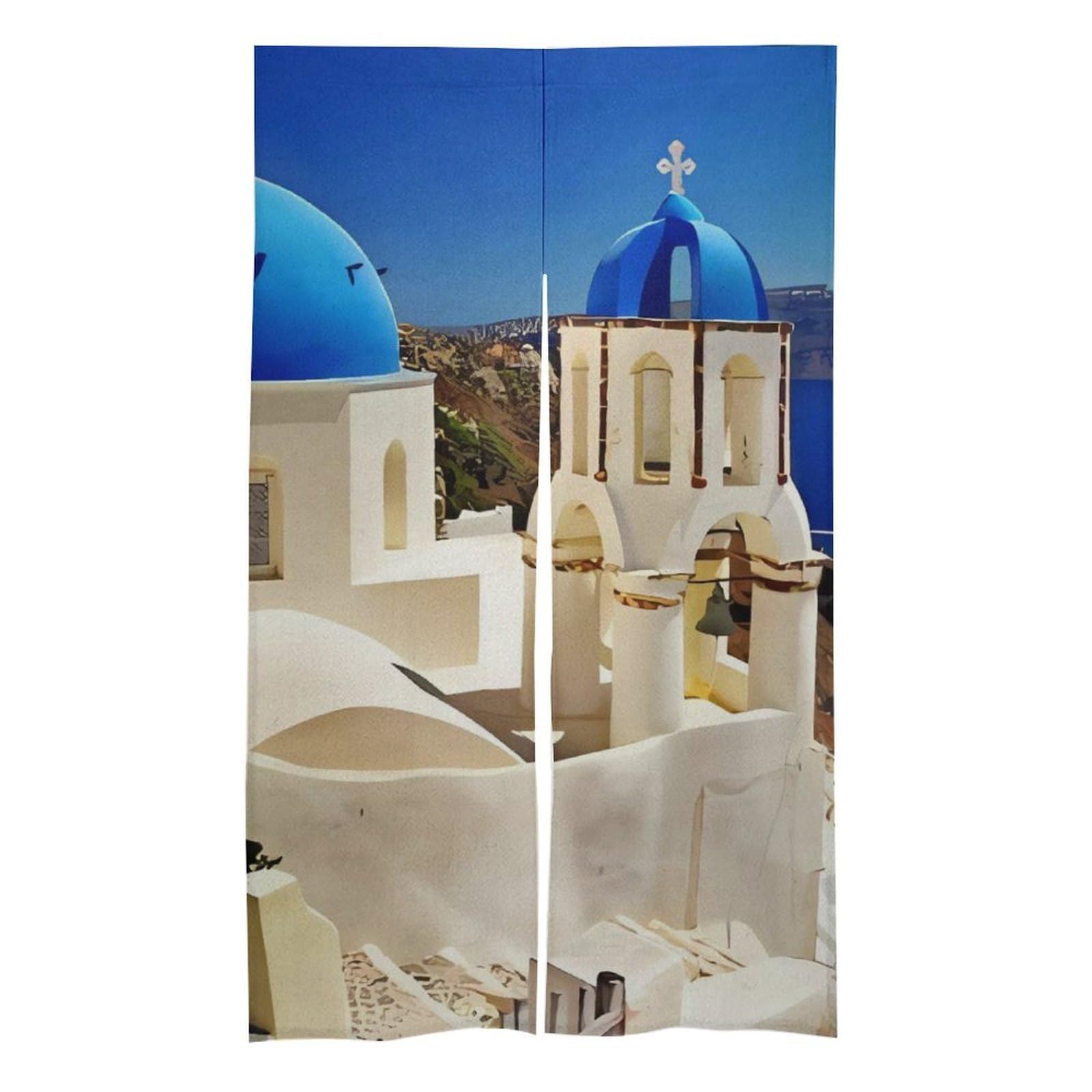 Noren rideau de porte japonais Santorini occultant et isolant pour cuisine