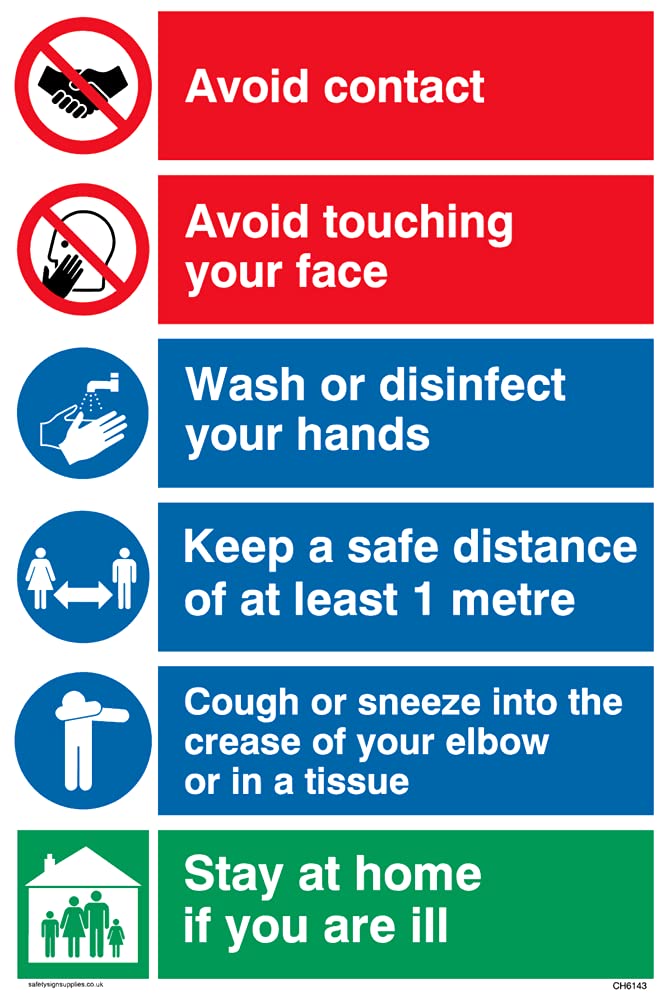Pack of five - Covid 19 multi 1 metre Sign - 100x150mm - A6P