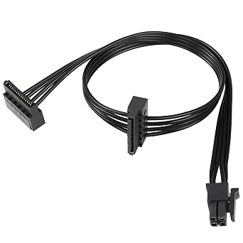 QIANRENON Mini 4-pin to 2X Right Angle SATA Hard Drive Cable 4-pin 1 to 2 SATA SSD Power Cord Extension Cable