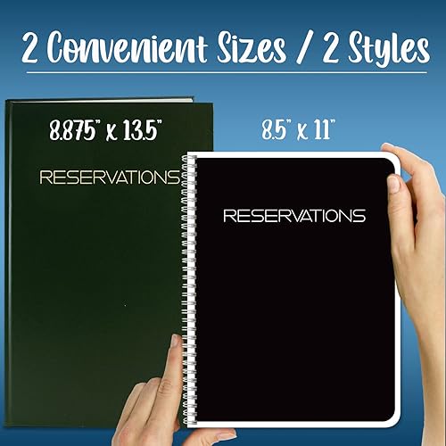 Miniatura 6 de BookFactory Libro de reservas de restaurante, reservas de mesa de 365 díascena, 408 páginas, 8 78 pulgadas x 13 12 pulgadas, piel sintética verde,