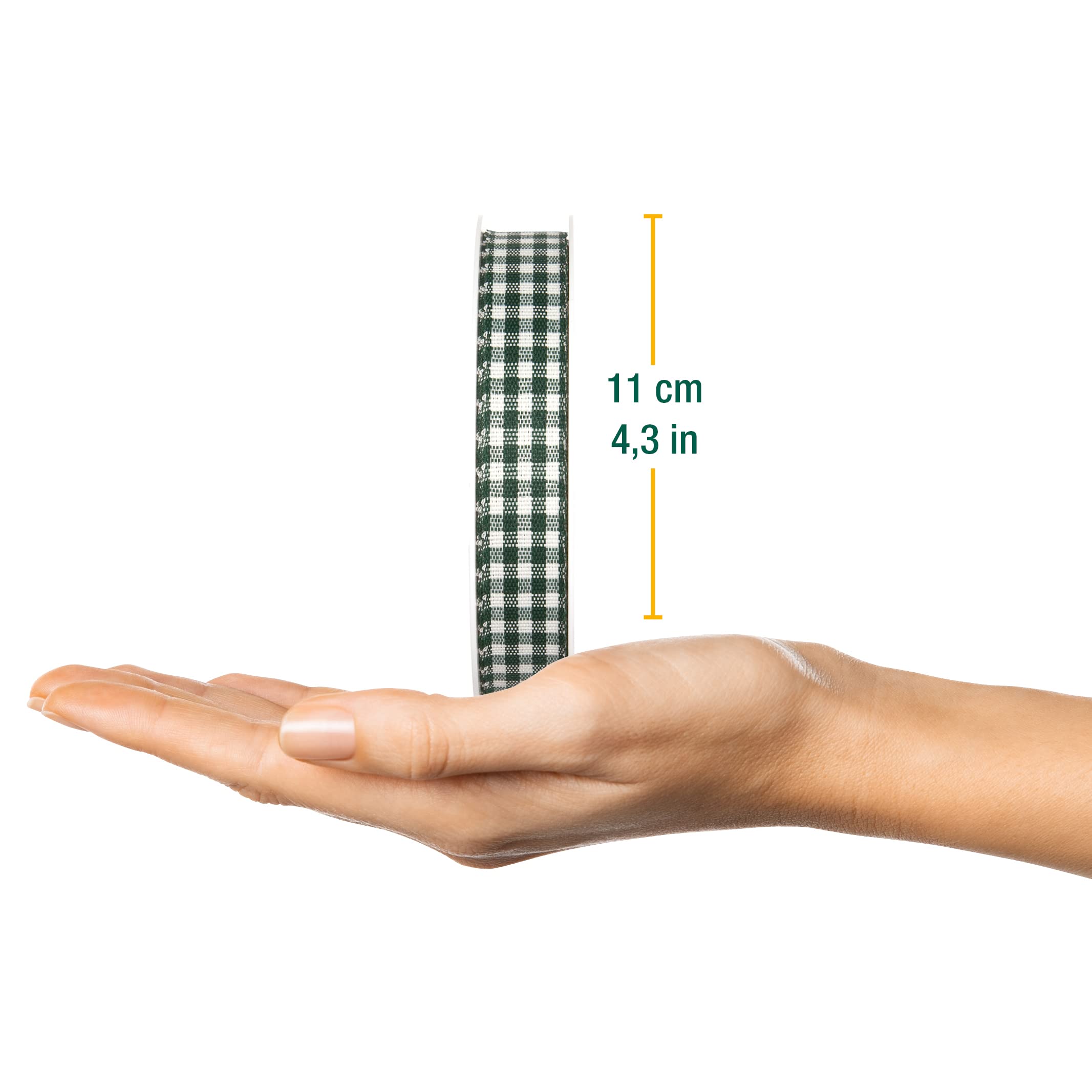 Halbach Seidenbänder Premium Vichy Checked Gift Ribbon (Dark Green) Width 15 mm Length 25 m Checked Ribbon Made in Germany - Image 2