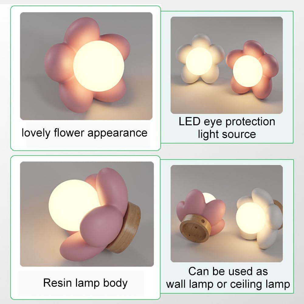 Flower Cartoon Wall Light for Kids Room, Mini Wall Lamp with Spherical Acrylic Shade, G9 Lighting Fixture for Princess Decor