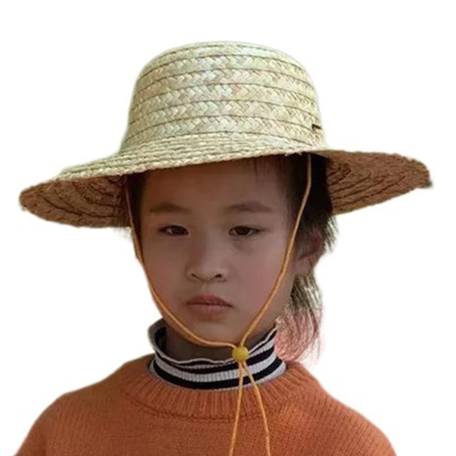 Chapeau de paille pour fille et garçon, unisexe, classique, respirant, ajustable, soleil, protection solaire, vacances, enfants, 3 à 8 ans, beige