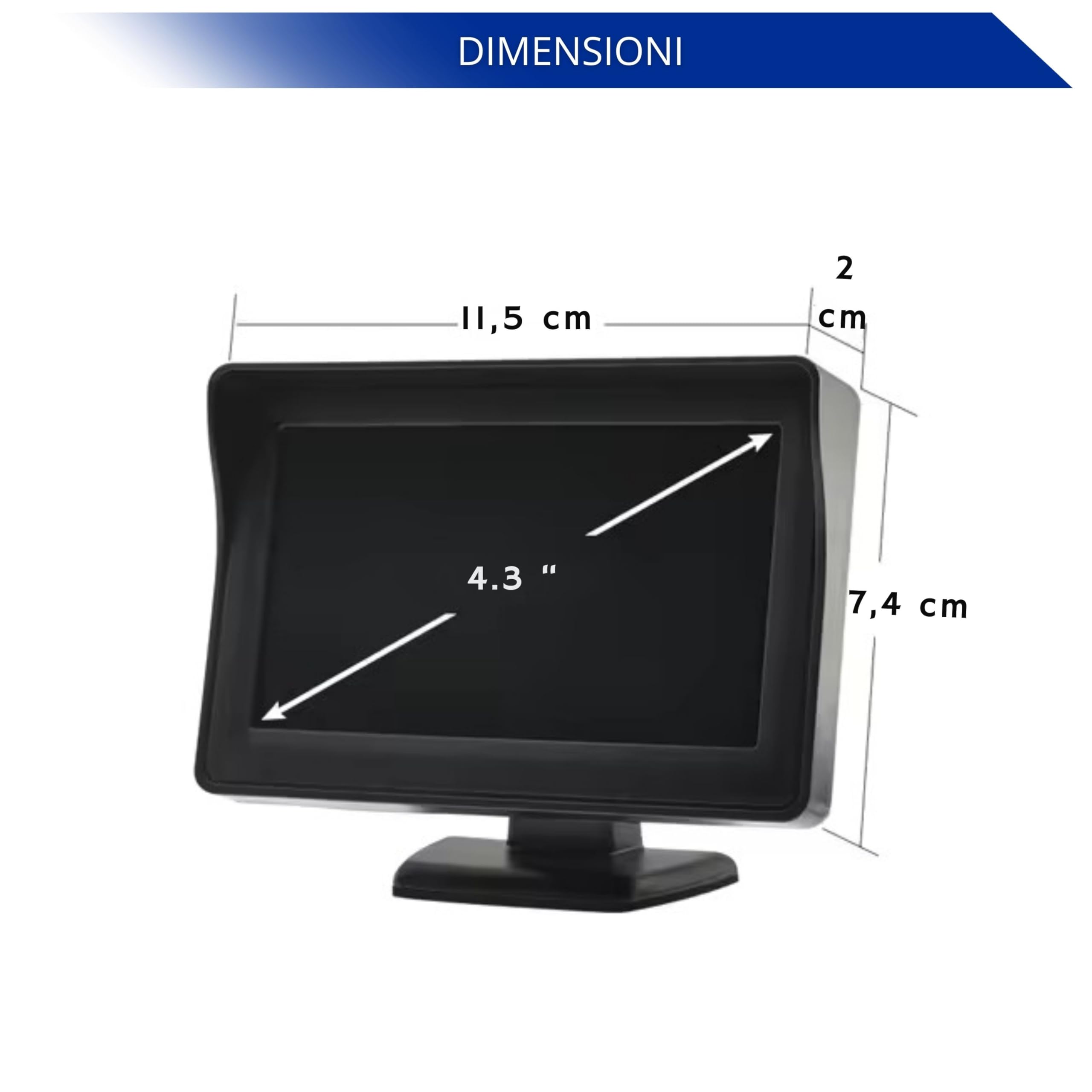 CLICLED Monitor TFT LCD da 4.3" regolabile display per retromarcia auto parcheggio 043 PAL/NTSC