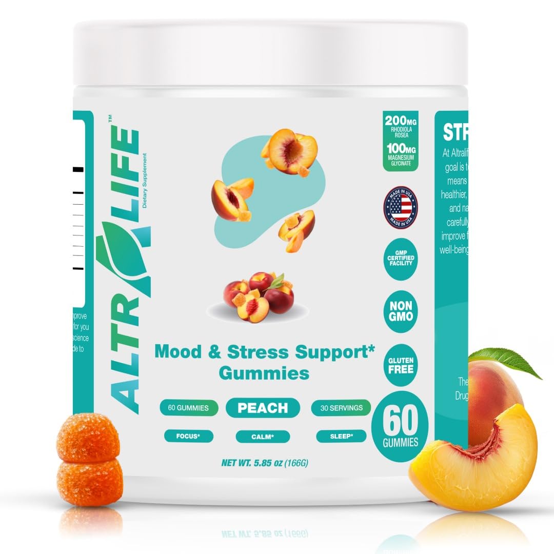 Stress Relief Supplement – Kava Kava, Rhodiola Rosea, Holy Basil, Magnesium Glycinate Gummies for Calm Mood, Focus & Sleep Support - Cortisol Supplements for Women and Men - 30 Servings