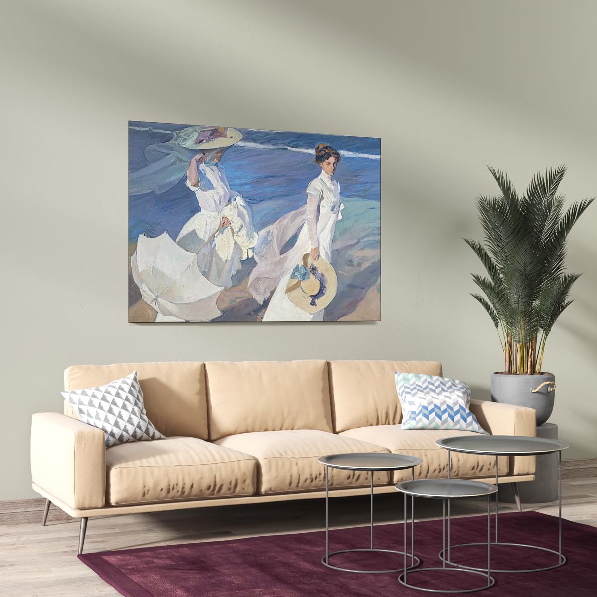 Paseo a la Orilla del Mar | Joaquín Sorolla | Luminismo | Cuadro Canvas Wall Art | Impresión Giclée lienzo algodón puro | Bastidor 3cm | 55x75cm
