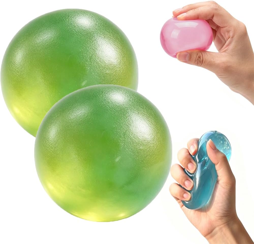2PCS Coconut Oil Squeeze Toys, 2026 New Coconut Oil Stress Squeeze Ball Filled Stress Relief Squishy Soft Non-Sticky Fidget Toy for Adults Relaxation (Green)