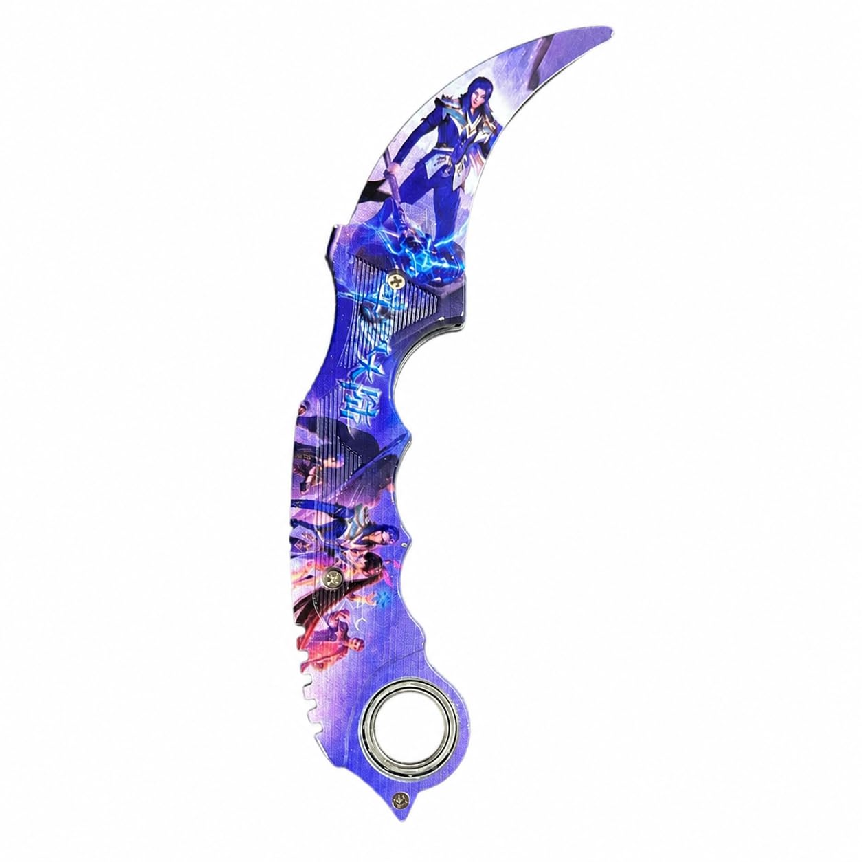 Salvus APP SOLUTIONS Anime Inspired Karambit Toy Knife | Decorative Cosplay Collectible Props | Metallic Finish Display Accessories with Finger Ring Handle for Kids & Collectors,1Pc (Dark Purple)-image-27